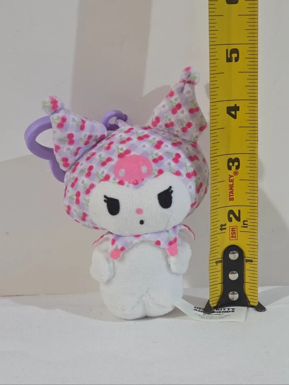 cherry pattern Kuromi plushie keychain
